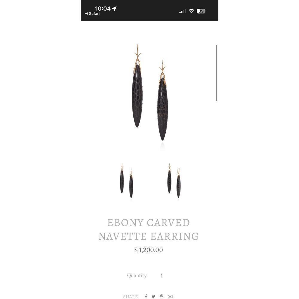 Designer Dean Harris 18k Ebony Carved Navette Earring